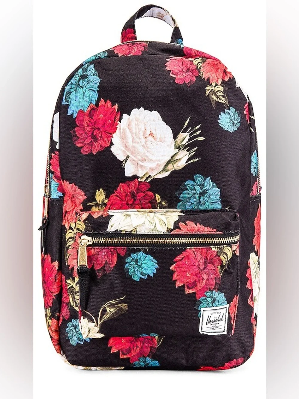 NWOT Herschel Supply Company Black Floral Backpack with Multicolor Blooms